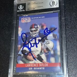 1990 Pro Set SIGNED AUTOGRAPH Lawrence Taylor LT HOF Beckett BAS