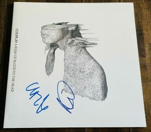 CHRIS MARTIN & WILL CHAMPION COLDPLAY SIGNED RUSH OF BLOOD TO THE HEAD LP RECORD COLLECTIBLE MEMORABILIA