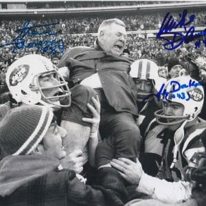 Mike D’amato Steve Thompson John Dockery 3x Signed NY Jets 8x10 1969 Super Bowl