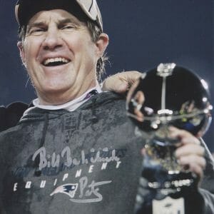 Coach Bill Belichik SIGNED 8x10 New England Patriots Super Bowl Inscription PSA