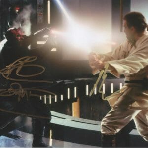 Ewan McGregor & Ray Park OB1 Darth Maul Star Wars EP 1 SIGNED 8x10 - K9 PROOF