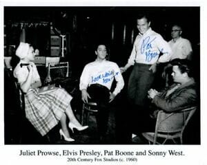 PAT BOONE signed autographed 8x10 w/ ELVIS PRESLEY photo