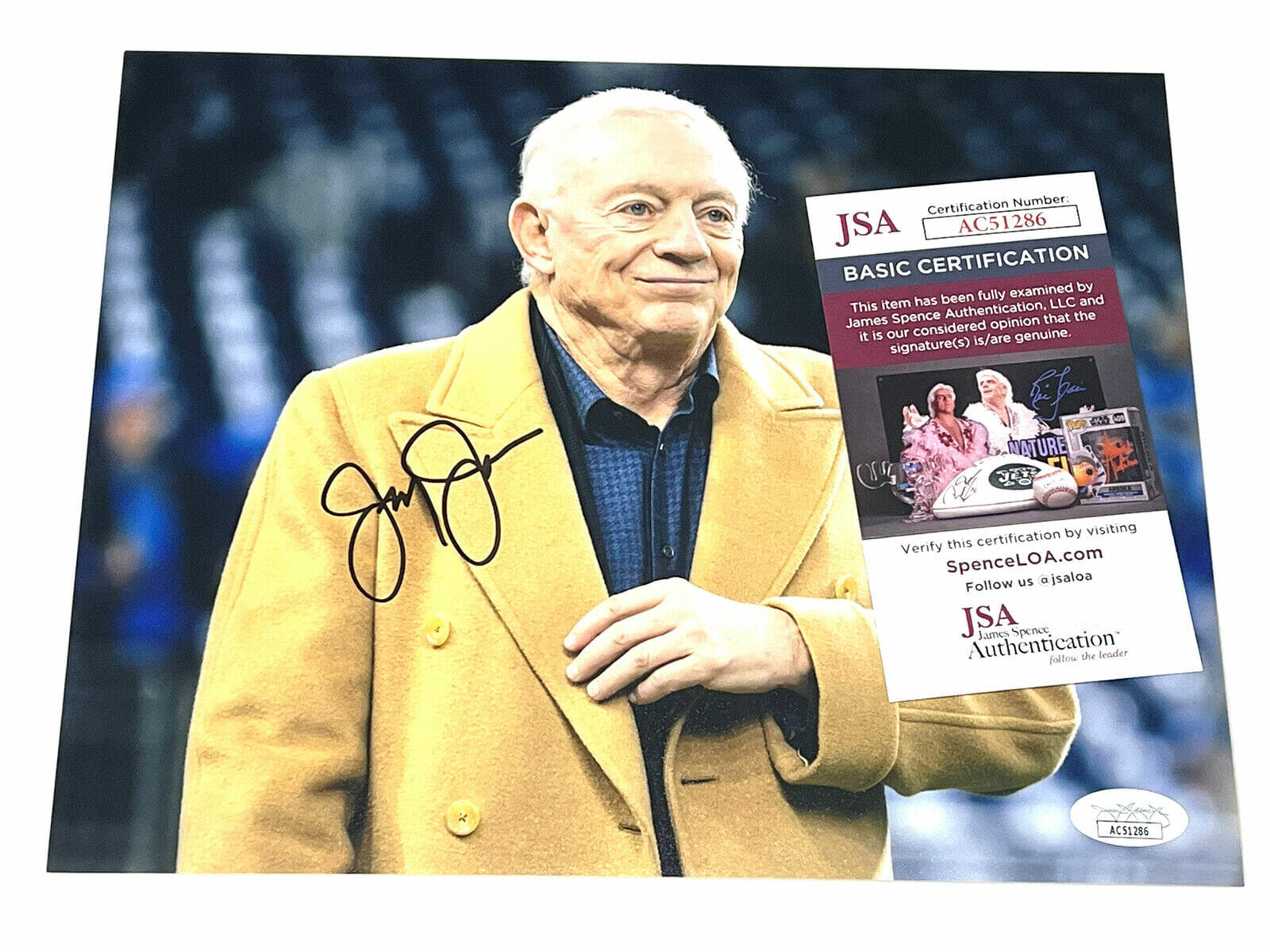 JERRY JONES HAND SIGNED 8x10 PHOTO DALLAS COWBOYS NFL HOF JSA CERT ...