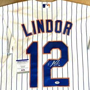 FRANCISCO LINDOR HAND SIGNED NEW YORK METS JERSEY INDIANS MVP PSA DNA CERT #2