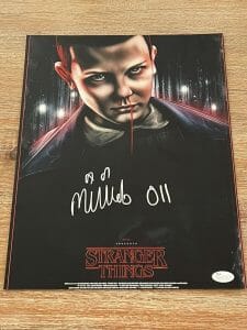 MILLIE BOBBY BROWN HAND SIGNED 11×14 PHOTO STRANGER THINGS JSA WITNESSES #6 COLLECTIBLE MEMORABILIA