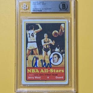 1973-74 TOPPS JERRY WEST #100 AUTHENTIC AUTO BECKETT CERTIFIED LAKERS HOF