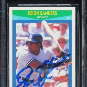 Yankees Deion Sanders Authentic Signed 1990 Score #40 Card BAS Slabbed