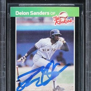 Yankees Deion Sanders Authentic Signed 1989 Donruss The Rookies #6 Card BAS Slab
