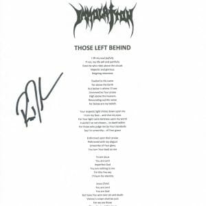 Ross Dolan Signed Autographed Immolation Those Left Behind Lyric Sheet ACOA COA