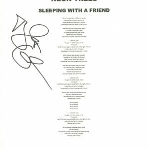Tyler Glenn Signed Neon Trees Sleeping With A Friend Song Lyric Sheet ACOA COA