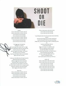 AUGUST ALSINA SIGNED AUTOGRAPHED SHOOT OR DIE SONG LYRIC SHEET RAPPER ACOA COA COLLECTIBLE MEMORABILIA