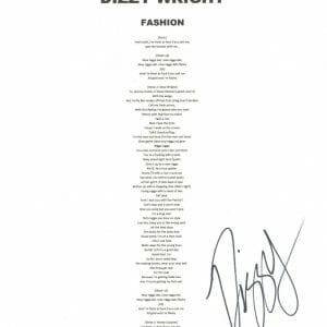 Dizzy Wright Signed Autographed Fashion Lyric Sheet Rap Hip Hop Kid Ink ACOA COA