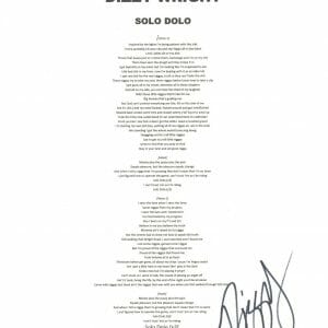 Dizzy Wright Signed Autographed Solo Dolo Lyric Sheet Rapper Hip Hop ACOA COA