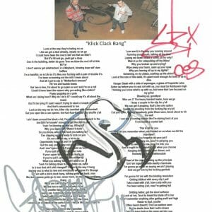 Ces Cru Signed Autographed Klick Clack Bang Lyric Sheet Hip Hop Rapper ACOA COA