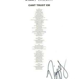 Dizzy Wright Signed Autograph Can't Trust Em Lyric Sheet Rapper Hip Hop ACOA COA