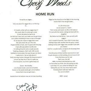 Chevy Woods Signed Autograph Home Run Lyric Sheet Taylor Gang Rapper ACOA COA