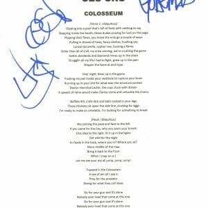 Ces Cru Signed Colosseum Song Lyric Sheet Hip Hop Godemis Ubiquitous ACOA COA
