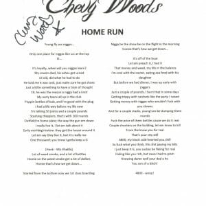 Chevy Woods Signed Autograph Home Run Lyric Sheet Taylor Gang Rapper ACOA COA
