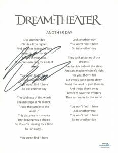 JAMES LABRIE SIGNED AUTOGRAPHED DREAM THEATER ANOTHER DAY LYRIC SHEET ACOA COA COLLECTIBLE MEMORABILIA