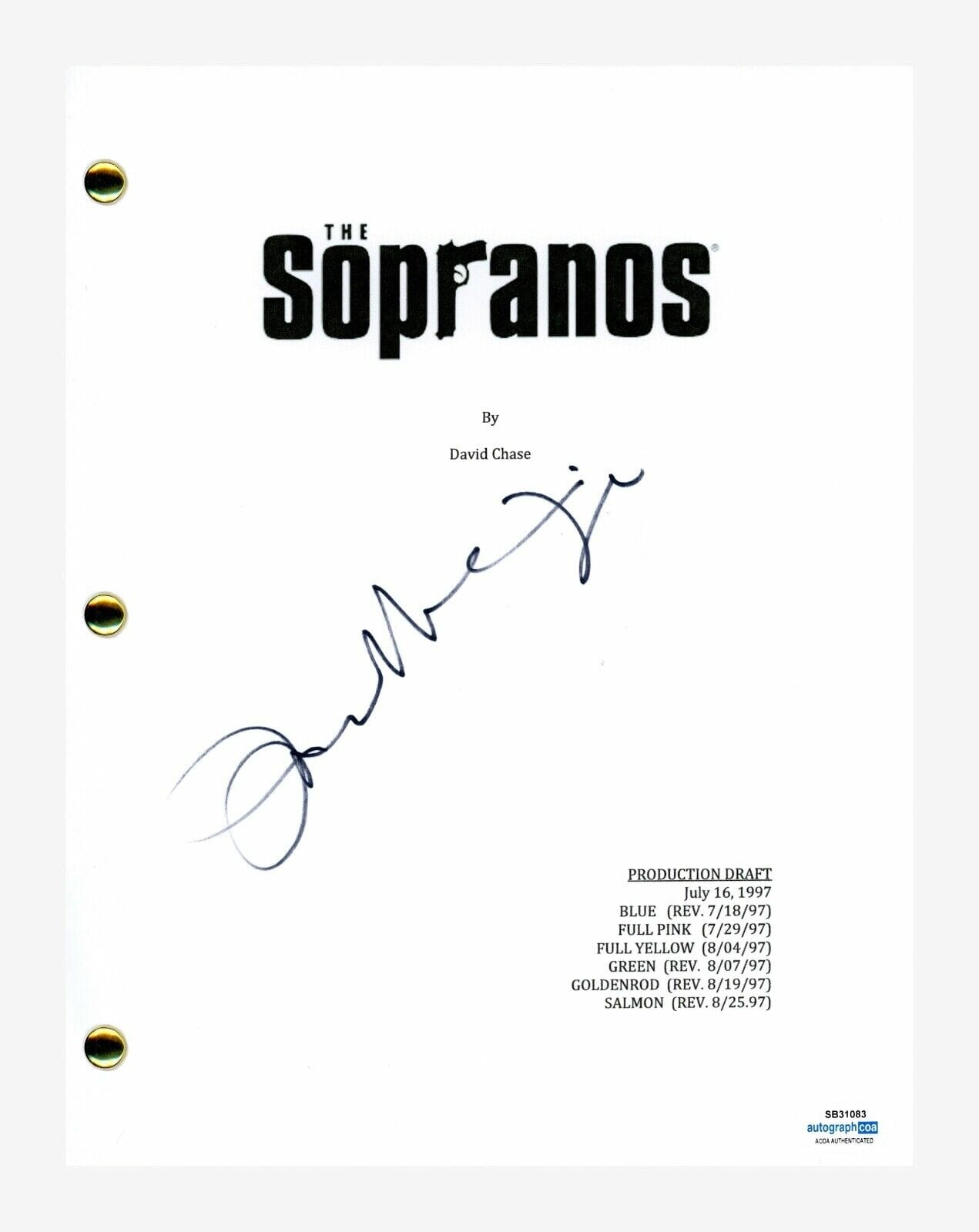 John Ventimiglia Signed Autograph The Sopranos Pilot Script Artie Bucco ...