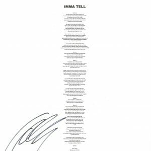 Tech N9ne Signed Autographed Imma Tell Song Lyric Sheet Hip Hop Rapper ACOA COA