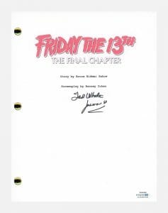 TED WHITE SIGNED FRIDAY THE 13TH THE FINAL CHAPTER MOVIE SCRIPT JASON 4 ACOA COA COLLECTIBLE MEMORABILIA