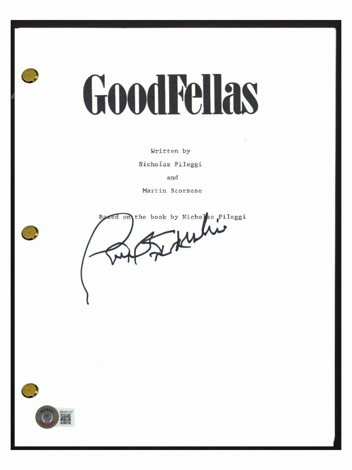 Paul Sorvino Signed Autographed Goodfellas Movie Script Screenplay ...
