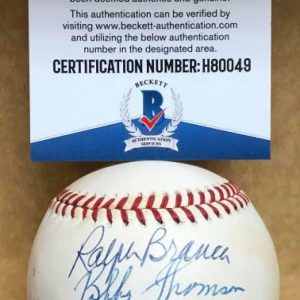 RALPH BRANCA/BOBBY THOMSON VINTAGE SIGNED AUTO N.L. BASEBALL BECKETT H80049