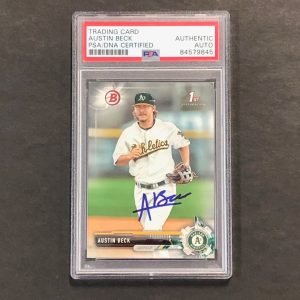 2017 BOWMAN DRAFT #BD-60 AUSTIN BECK Signed Card PSA Slabbed Auto A's