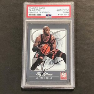 2012-13 Elite Basketball #163 Taj Gibson Signed Card AUTO PSA Slabbed Bulls