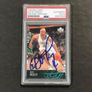 2003-04 Upper Deck Basketball #176 David Wesley Signed Card AUTO PSA Slabbed Hor