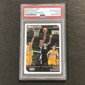 2014-15 NBA HOOPS #208 Boris Diaw Signed Card AUTO PSA Slabbed Spurs