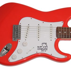 MATT GROENING SIGNED AUTOGRAPH FENDER GUITAR - ORIGINAL ART SIMPSONS SKETCH JSA