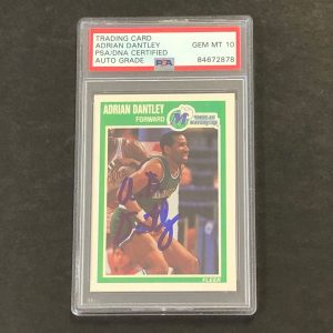 1989-99 Fleer #33 Adrian Dantley Signed Card AUTO 10 PSA Slabbed Mavericks