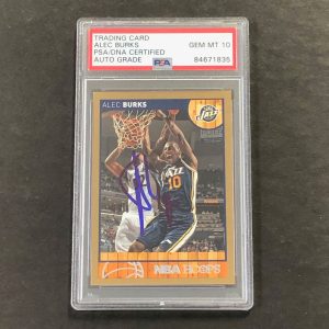 2013-14 NBA Hoops #165 Alec Burks Signed Card AUTO 10 PSA Slabbed Jazz