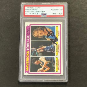 1980-81 Topps #48 Brad Davis Signed Card AUTO PSA Slabbed Mavericks