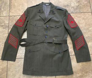 USMC US Marine Corps Dress Alpha Green Uniform Jacket Staff Sergeant Size 42 R