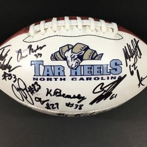 2016 NORTH CAROLINA TAR HEELS SIGNED AUTOGRAPHED FOOTBALL LOGO NCAA COA !