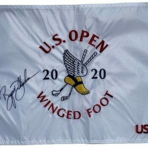BRYSON DECHAMBEAU SIGNED AUTOGRAPHED 2020 US OPEN GOLF FLAG MASTERS PGA JSA