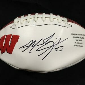 WISCONSIN BADGERS MELVIN GORDON SIGNED AUTOGRAPHED FOOTBALL 408 RECORD COA PROOF