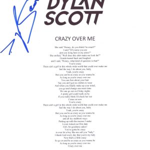 Dylan Scott Signed Autographed Crazy Over Me Lyric Sheet Country Star ACOA COA