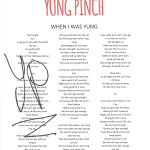 Yung Pinch Signed Autographed When I Was Yung Song Lyric Sheet Rapper ACOA COA