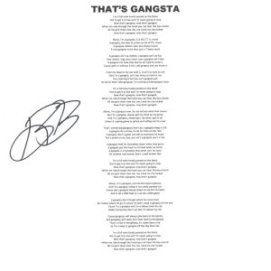 Bun B Signed Autographed That's Gangsta Lyric Sheet Hip Hop Rapper ACOA COA