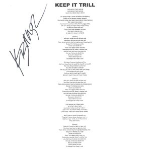 Kirko Bangz Signed Autographed Keep It Trill Lyric Sheet Rapper Hip Hop ACOA COA