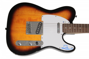 MATT GROENING SIGNED AUTOGRAPH FENDER GUITAR W/ ORIGINAL ART SKETCH SIMPSONS BAS COLLECTIBLE MEMORABILIA