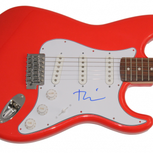 TOBEY MAGUIRE SIGNED AUTOGRAPH RED FENDER ELECTRIC GUITAR SPIDER-MAN w/ JSA COA