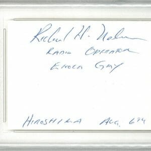 RICHARD NELSON SIGNED INDEX CARD PSA DNA 83945498 (D) ENOLA GAY LEWIS CREW B-9