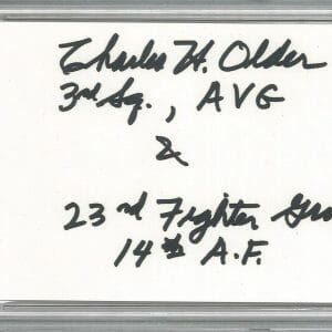 CHUCK OLDER SIGNED INDEX CARD PSA DNA 84165537 WWII ACE 18.25 KILLS AVG TIGER