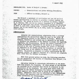 FREDERICK ASHWORTH SIGNED DOCUMENT PSA DNA AD28827 PROJECT ALBERTA ATOMIC BOMB