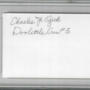 CHARLES OZUK SIGNED INDEX CARD PSA DNA SLABBED 84145972 (D) DOOLITTLE RAIDERS